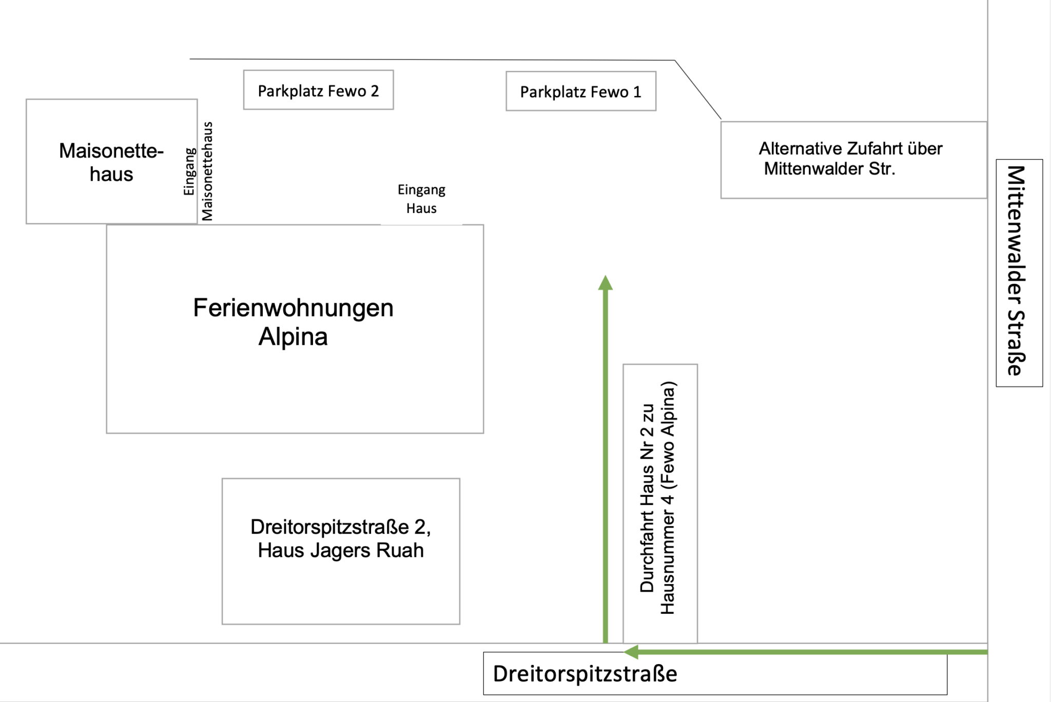 Anfahrtsskizze zur Dreitorspitzstraße 4